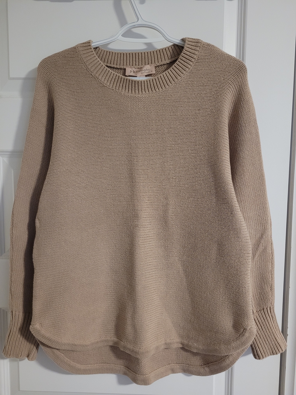 Philosophy taupe crewneck knit pullover